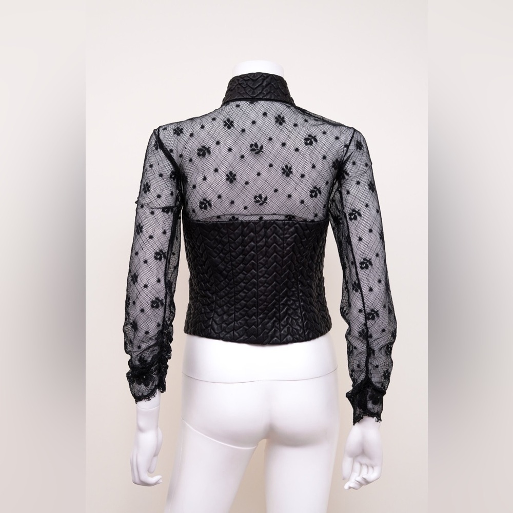 Chanel 2003 Floral Lace & Leather Jacket - Picture 5 of 7